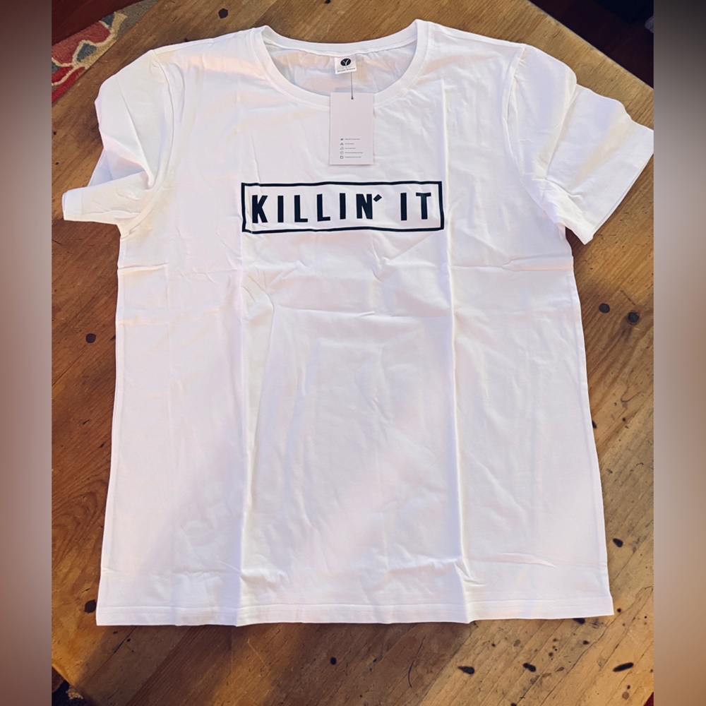White T-shirt - Confident statement “Killing it” fun tee shirt size L - Picture 3 of 4